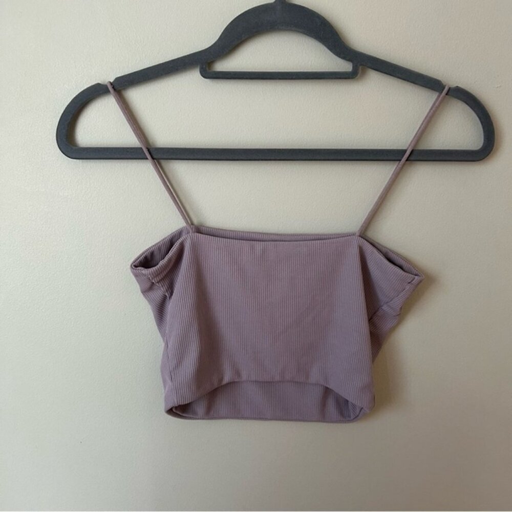 Lavender Ribbed Spaghetti Strap Crop Top - Picture 7 of 8